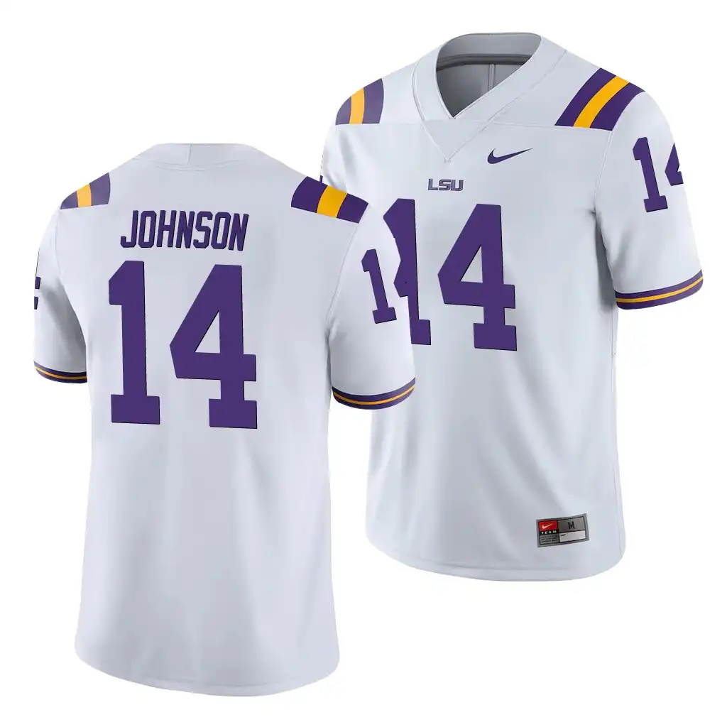 Men's LSU Tigers Max Johnson #14 Game White NCAA Football Jersey